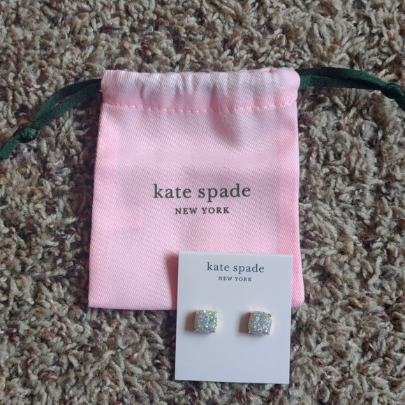kate spade Jewelry - Kate Spade Mini Small Square Stud Earrings - Opal Glitter